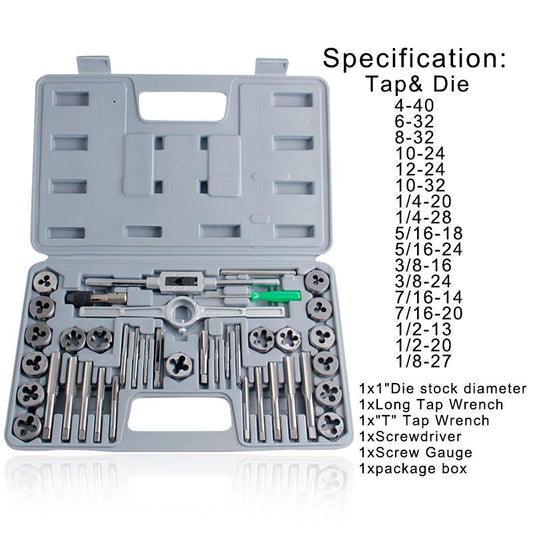 40pcs Tap Die Set Hand Thread Plug Taps Handle Metric Tap Dies Holder Set Threading Tool