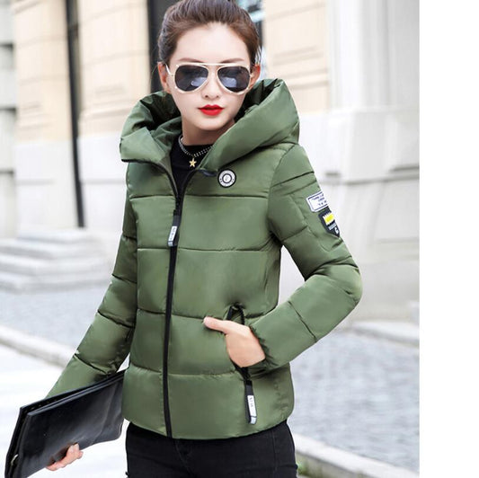 High Quality New Winter Ladies Down Cotton Parka Short Turtleneck Hooded Coat