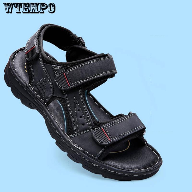 Brand Men Summer Fashion Sandals Beach Shoes Genuine Leather Comfortable Casual Shoes