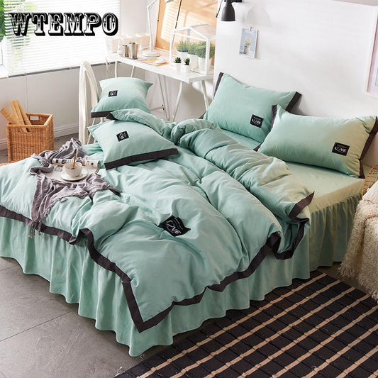 4pcs Bedding Set Duvet Cover Bed Sheet Bedspread Bed Skirt Beief European Home Textile Bed Linen