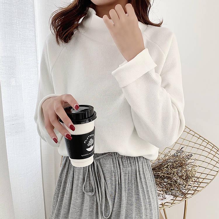 Pofulove Winter Sweater Women Wild High-necked Sweatshirt Wearing Undershirt Student Loose Outerwear
