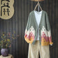 Color Matching Jacquard Knitted Sweater Cardigan Casual Versatile Knitted Sweater Jacket V-neck Long-sleeved Warm Retro Style