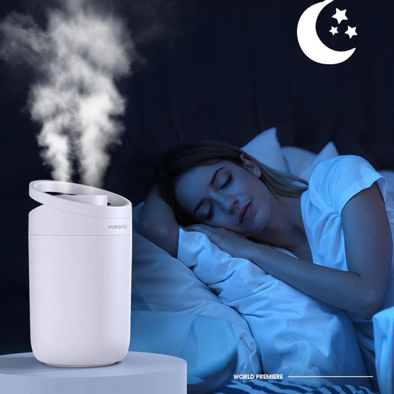 3000ml Double Nozzle Indoor Air Humidifier USB Electric Sprayer Mute Aroma Diffuser Night Light 24h