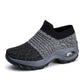 Women's Mid High-heeled Sneakers Casual Breathable Mesh Sports Shoes Running Flat Shoes Slip on Thick-soled Dance Shoes
