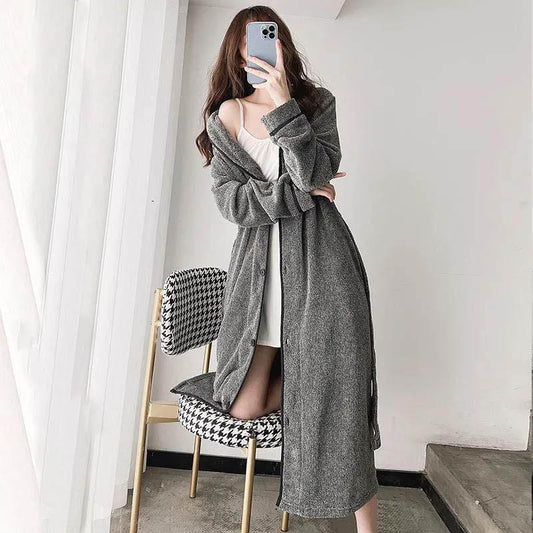 Autumn and Winter Coral Fleece Nightgown Women's Plus Size Pajamas 200 Catties Fat MM Home Service Long Section Over The Knee Flannel Bathrobe