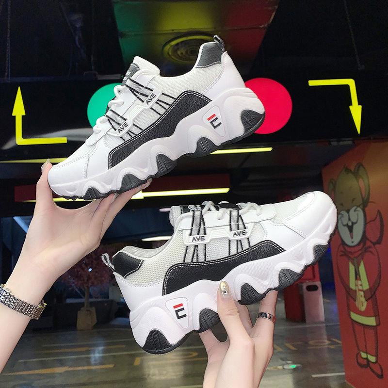 Spring Women's Shoes Sports Shoes Breathable Comfortable Non-slip Lightweight Korean Version  The White Shoes Female Students' Running Shoes