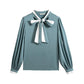 Bow Professional OL Shirt Women's Long-sleeved Top Chiffon Shirt
