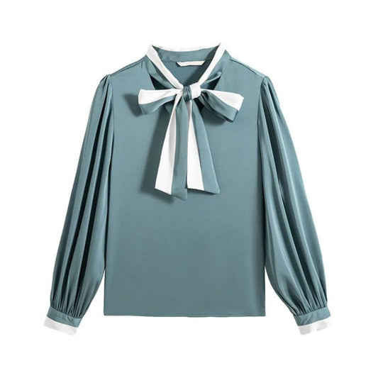 Bow Professional OL Shirt Women's Long-sleeved Top Chiffon Shirt