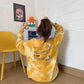 Autumn Sweater Women Korean Tie-dye Long-sleeved Printing Mid-length Round Neck T-shirt Top Bottoming Shirt