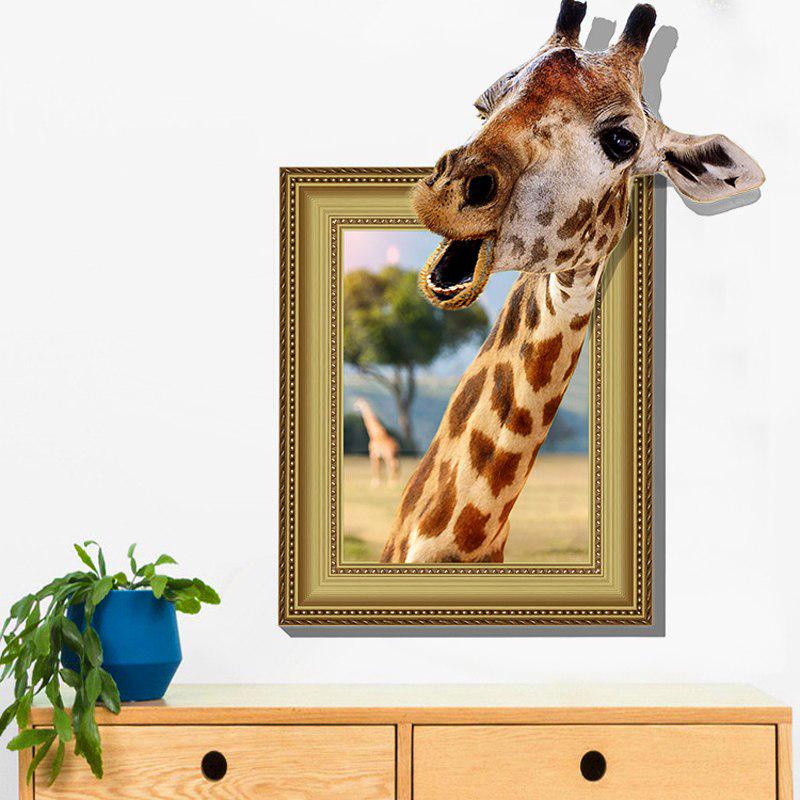 [Wall sticker ]3d Fake Windows Giraffe Animals Wall Stickers Home Decoration Living Rooms Kids Bedro