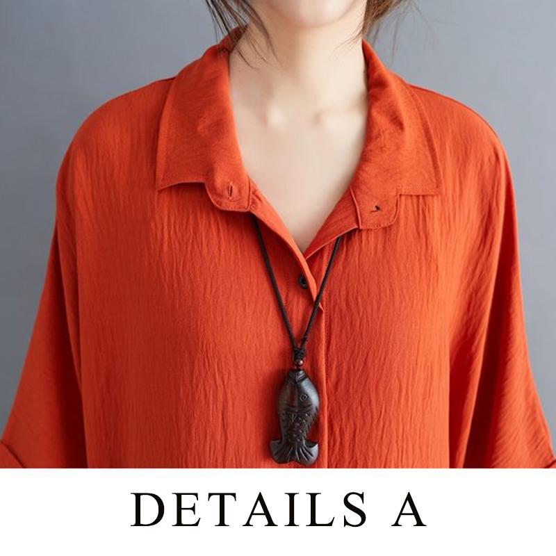WTEMPO Plus Size Women Dress Summer Turn-down Collar Long Dress Casual Mid-calf Length Color Block Button