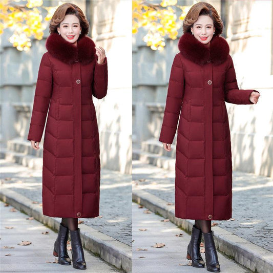 Mom Winter Coat Women's Coat Middle-aged Women's Padded Clothes Long Over-the-knee Padded Jacket