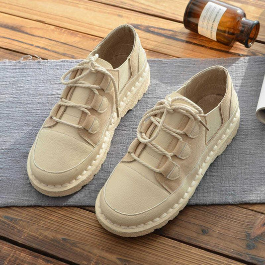Flat Shoes Women Wild Ladies Soft Sole Comfortable Handmade Shoes Color Matching Single Shoes Women Low-top Shoes Summer