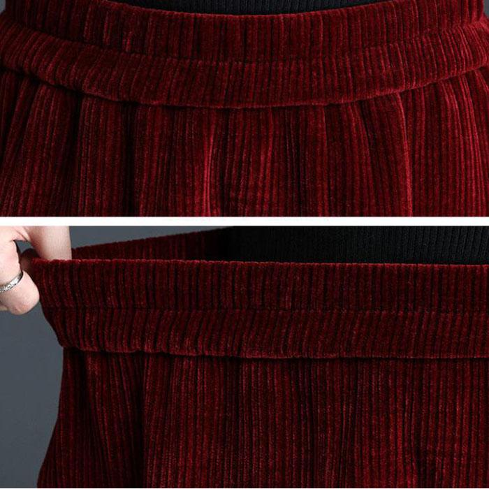Autumn Winter Skirt Women Flower Bud Skirt Plus Size Corduroy Mid-length Skirt with Pockets