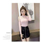 Pofulove Women Knitted Pullovers Sexy Off Shoulder Sweater  Long Sleeve Knitted O-neck Female Jumper