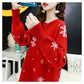 Autumn and Winter Fashion Trend Snowflake Women's Sweater Dress Loose-fitting Mini Sexy Blouse