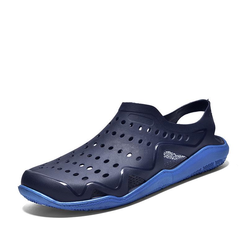 summer slippers men's outdoor sandals PVC hollow large size wading beach hole shoes
