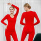 Women Winter Autumn Thermal Underwear Lace O-neck Female Tight Suit Thicken Windproof Comfortable Soft Lining Long Sleeve High Elasticity Tracksuit