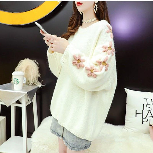 Pullover Women's Sweater Winter Loose Loose Outside Wear Small Fresh Retro Knitted Top