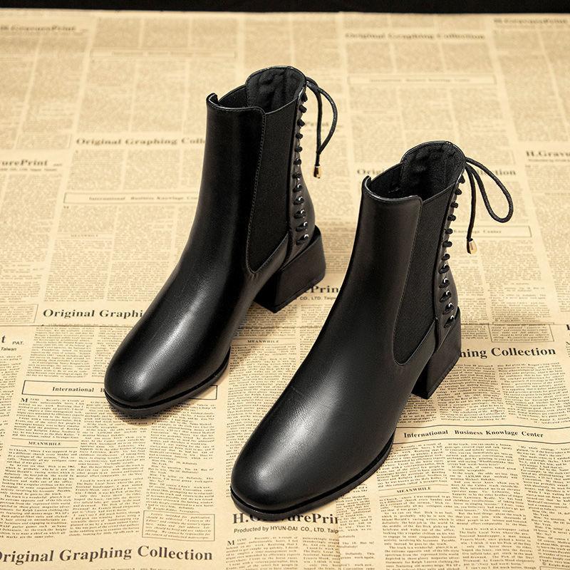 Women's Boots Mid-heel Thick-heeled High-heeled Shoes Spring Autumn All-match Single Boots Martin Boots Short Boots Women