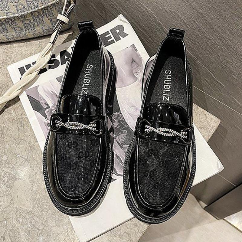 Women's British Style Leather Shoes Summer Thin Breathable Mesh Women's Single Shoes One-step Loafers