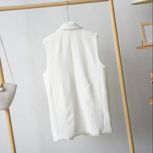 Women's Suit Waistcoat Mid-length Waistcoat Loose and Thin Waistcoat Sleeveless Suit Jacket Women's Loose Sleeveless Comfortable Jacket