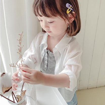 Children's Thin Sunscreen Clothing Summer Cardigan Coat Boy's and Girl's Sunscreen Clothing Breathable Air Conditioning Shirt