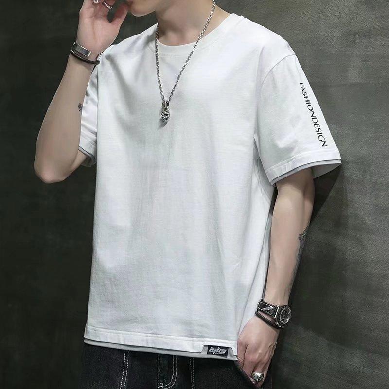 Summer Tees Men Shirts Graphic T-shirts Solid Color Casual Pullover Half Sleeve Overshirt Stretch Male Clothing