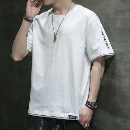 Summer Tees Men Shirts Graphic T-shirts Solid Color Casual Pullover Half Sleeve Overshirt Stretch Male Clothing