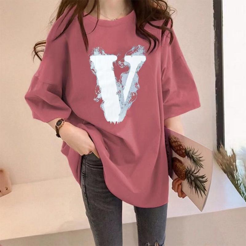 Printed Short-sleeved T-shirt Women's Summer Mid-length Loose Half-sleeved Bottoming Shirt Casual Round Neck Top Trendy