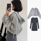Women's Four Seasons Fried Street Suit Hooded Loose Sweater Jacket + Long Sleeve Slim Dress Two-piece Casual Suit Coat Skirt Sets