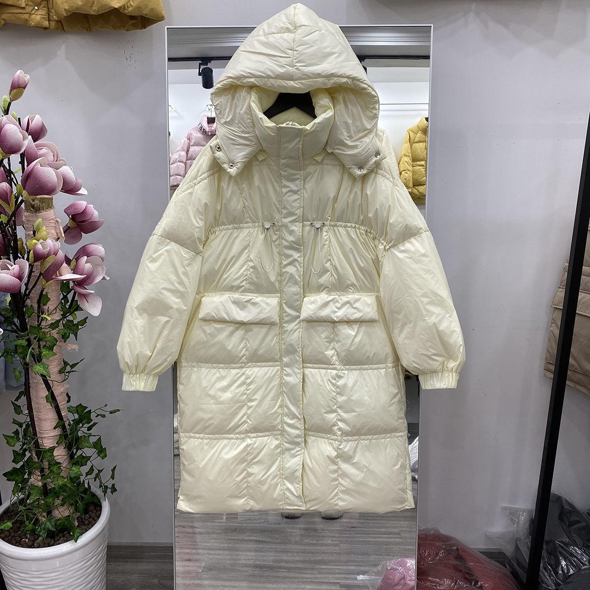 Women's Down Jacket Mid-length Thick Bread Jacket Loose and Thin White Duck Down