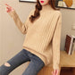 Pofulove Alpaca Half-high Collar Pullover Sweater Women Loose Fall Winter Bottoming Thick Shirt