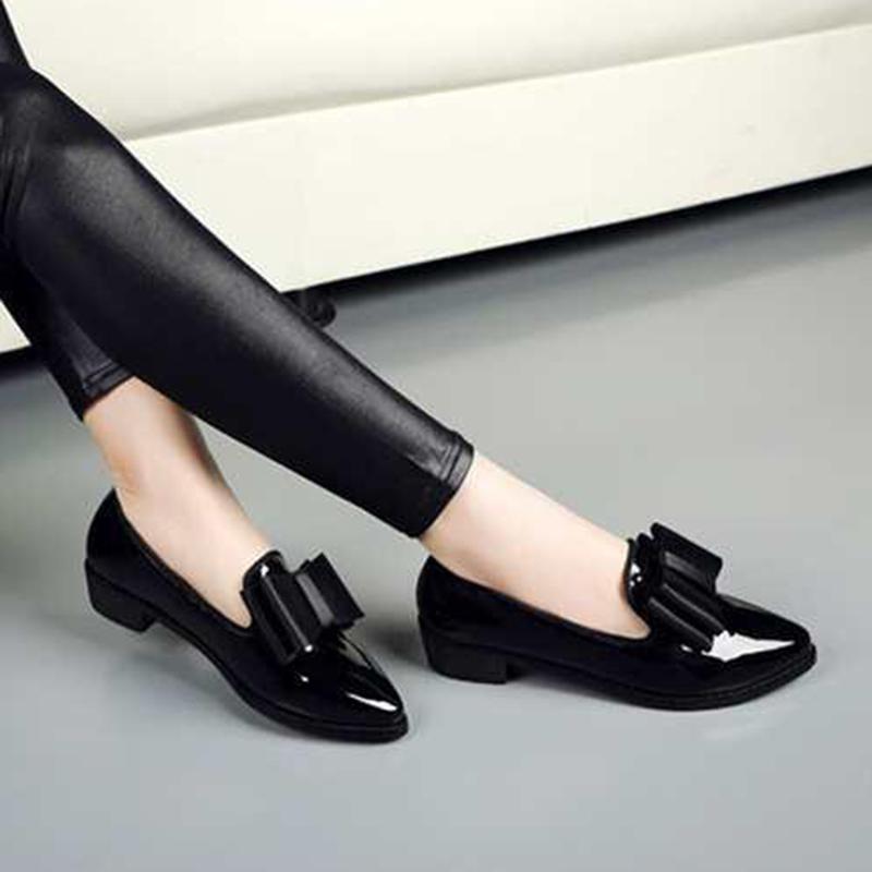 British Women's Shoes Small Leather Shoes Bow Korean Spring and Summer All-match Thick-heeled Women's Single Shoes