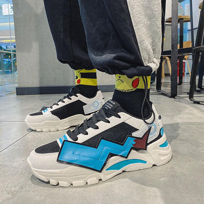 Thick bottom dad shoes fly weave student Running sneakers men comfortable colorful daddy shoes