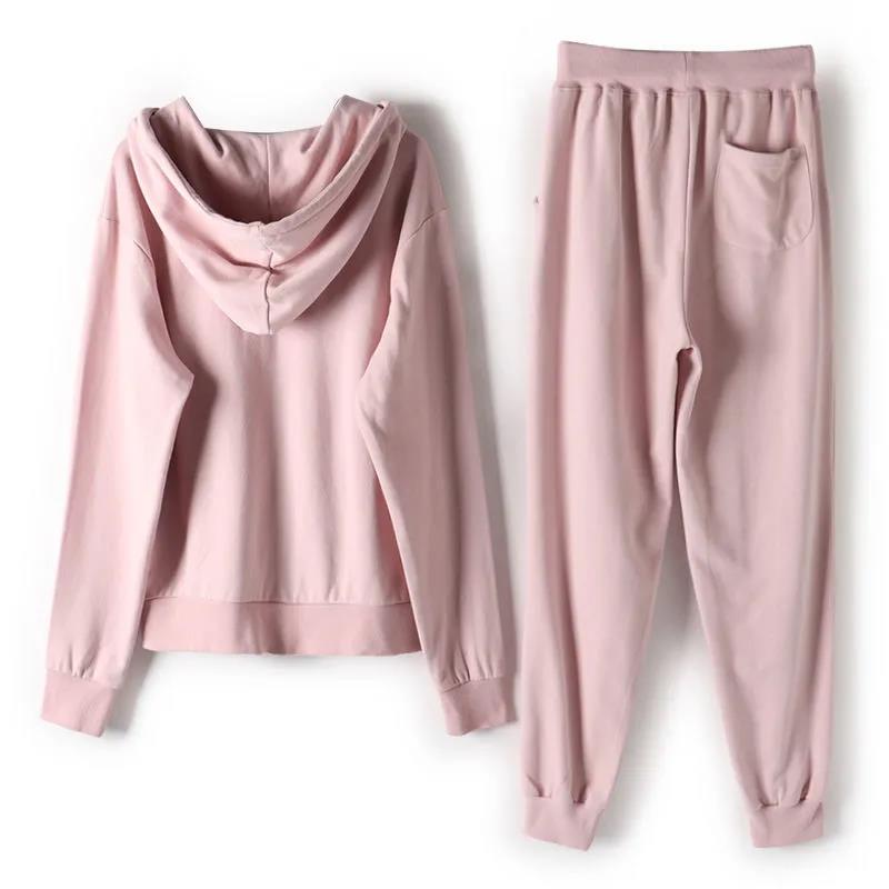 Casual Sports Running Suit Women Autumn Loose Sweater Jacket Trousers Two-piece Suit