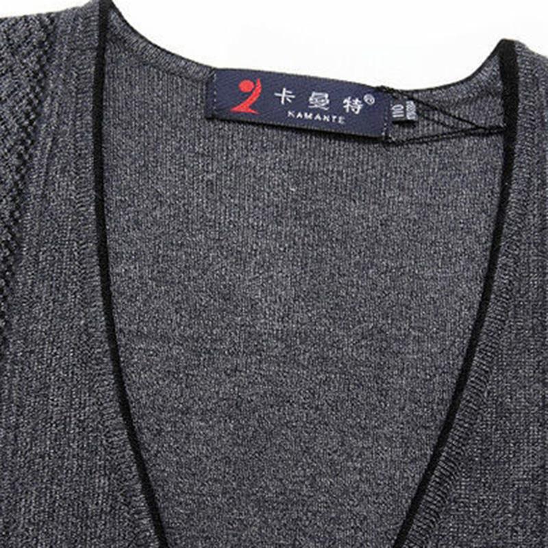 Autumn and Winter Knitted Vest Men's Elastic Cardigan Middle-aged Men's Sleeveless Loose Vest Dad Wear Waistcoat Elderly Sweater