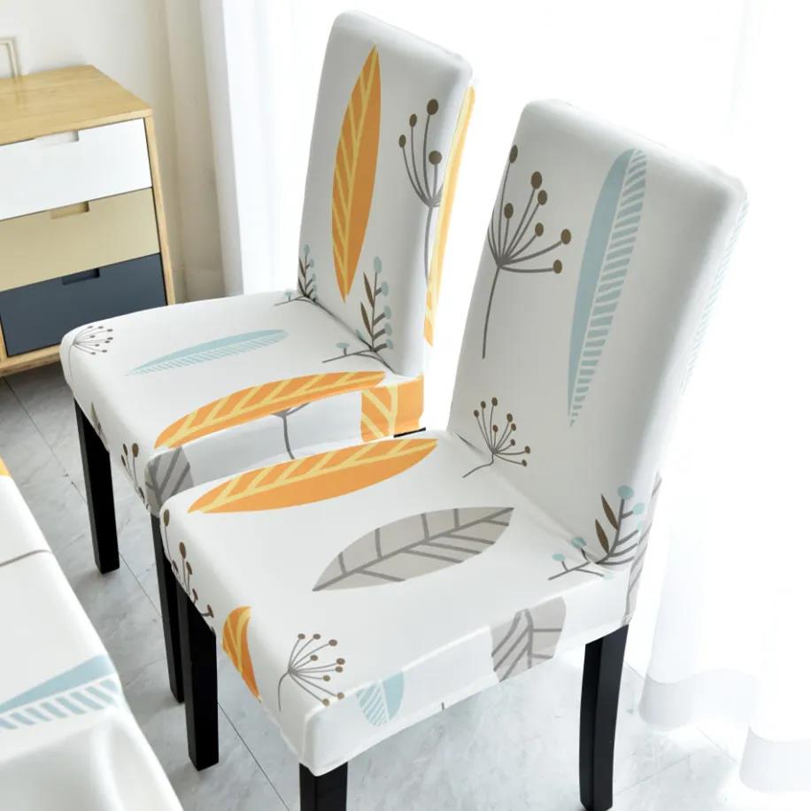 Two-piece Household Conjoined Elastic Chair Cover Modern Minimalist Dining Chair Cover Through Stool Chair Cover