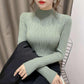 Autumn Winter Knitted High Neck Sweater Women's Solid Color Stretch Slim Bottoming Shirt All-mach Wrinkle Pullover Jumper Top