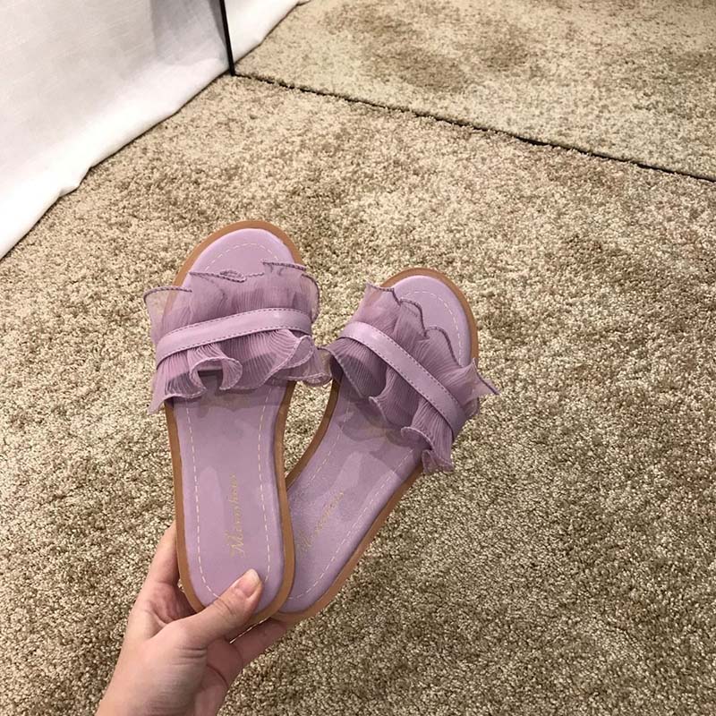 Slippers Women All-match Fashion Outer Wear Summer Flat Non-slip Sandals and Slippers Pregnant Women Soft Bottom Lace