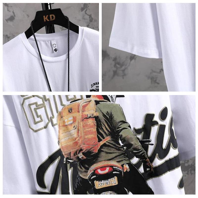 Moto & Biker T-shirt Oversized American Trend Retro Shirt O-neck Half Sleeve Casual Pullover Graphic Punk Clothes Summer