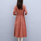 Women Floral Long Dress Casual Cotton Skirt Tight Waist Show Thin Bottom Dress Ethnic Long Sleeve Clothing