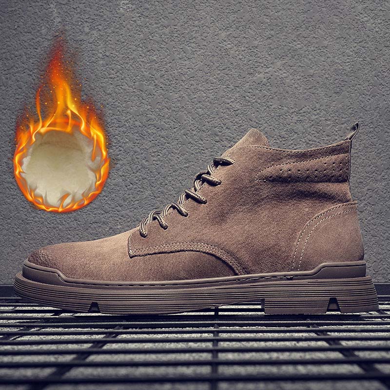 Autumn Winter Martin Boots Men's Plush Warm Cotton Boots Men's Leather Cotton Casual Snow Boots