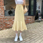 Ruffled Skirt Women's Summer High Waist Slim Mid-length A-line Skirt Solid Color Irregular Edge Fishtail Skirt