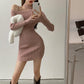 Knitted Dress Women's Bottoming Dress Bag Hip Skirt with Temperament Slim Sexy Strapless Long-sleeved Bottoming Skirt
