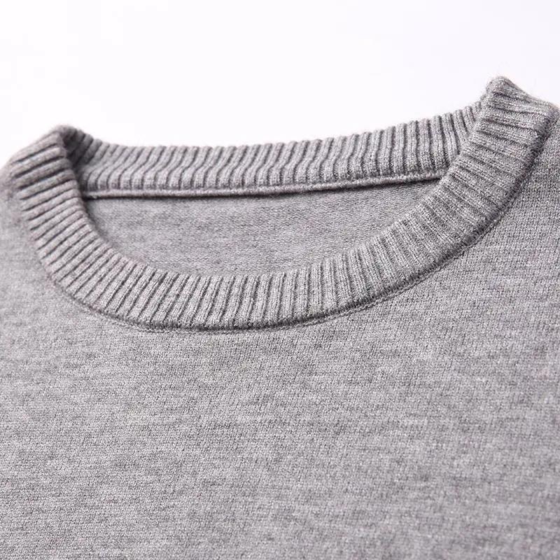 Men's Autumn and Winter Round Neck Cotton Sweater Loose Solid Color Long-sleeved Casual Bottoming Shirt Male Warm Top Knitted Classic Pullover Sweater