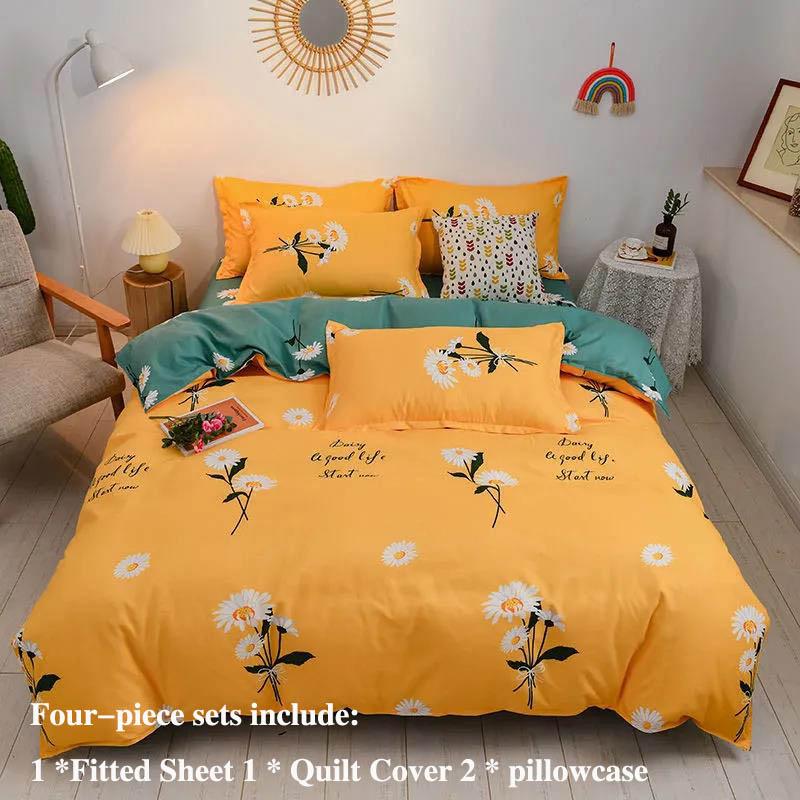 Fitted Sheet Bed Suit Four-piece Set of 1.5 Meters 1.8 M Bed Thick Grinding Cotton Home Bed Set of Gravar