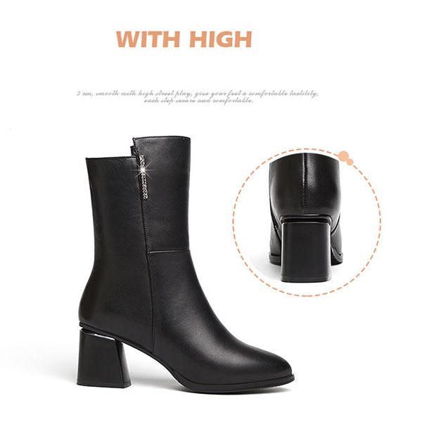 Black PU Leatehr boots Short Combat Boots Chunky  Heel Women Zipper Martin Boots Ankle Boots for Women