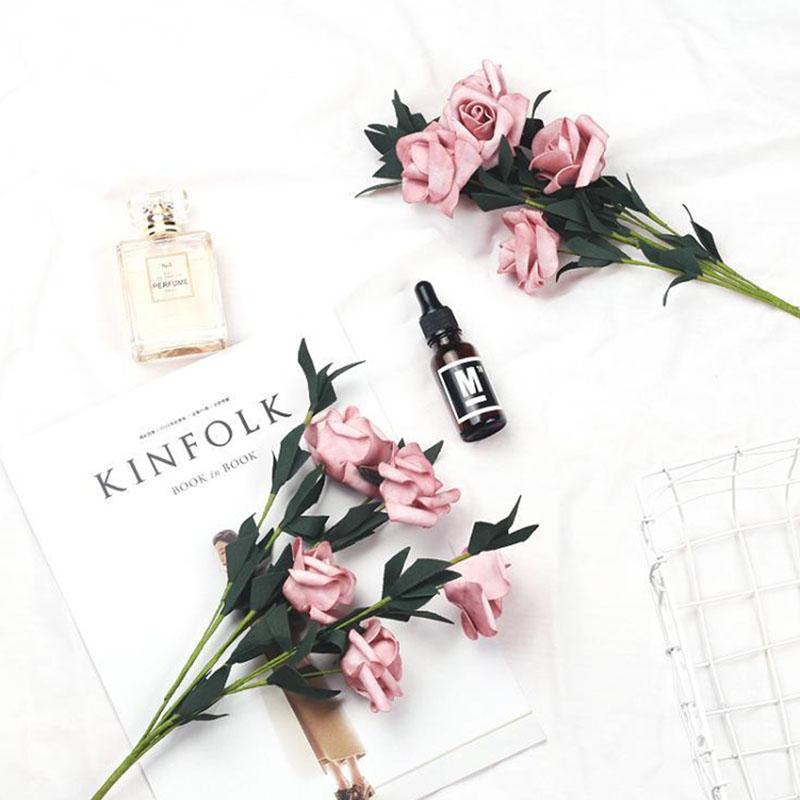 Simulation Foam Rose Fake Bouquet Living Room Flower Arrangement Fake Flower Desktop Decoration Photo Hand Stick Flower