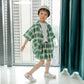 Boys Summer Suits Three-piece Suits Boys and Girls Suits Plaid Shorts Clothing